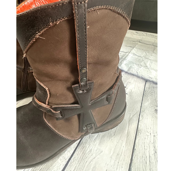 Mark Nason 67179 Ankle Zip Distressed Leather Metal Cross Brown Boots Mens Sz 11 - Picture 8 of 10